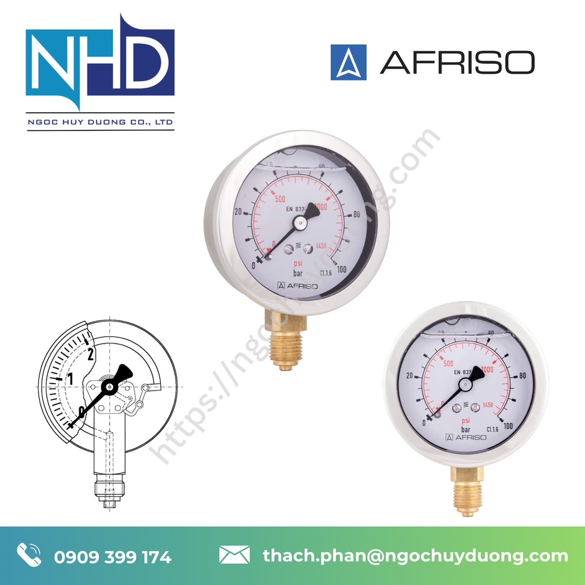 Báo giá đồng hồ áp suất AFRISO 250 Bar