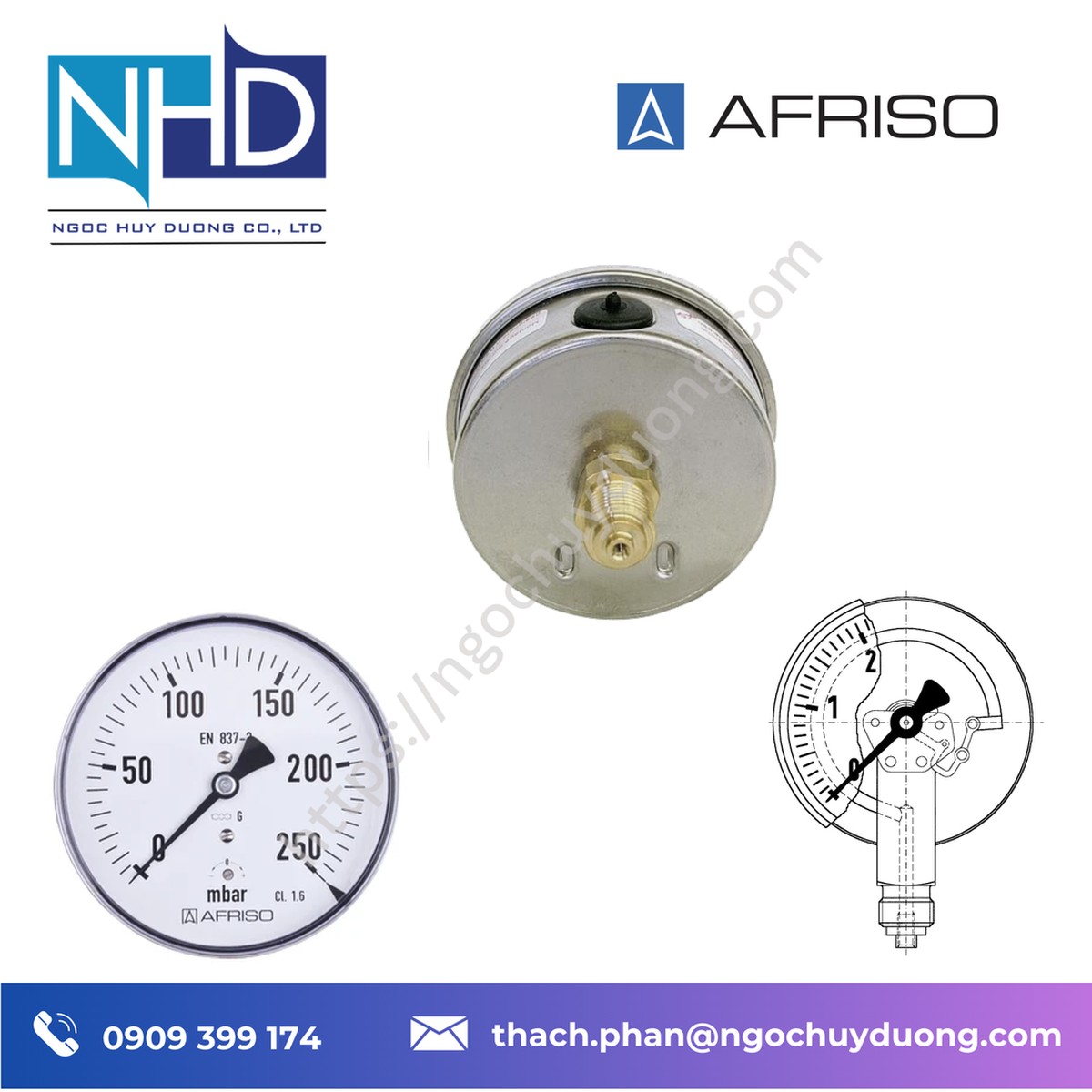 Đại lý giá tốt Báo giá đồng hồ áp suất AFRISO 250 Bar