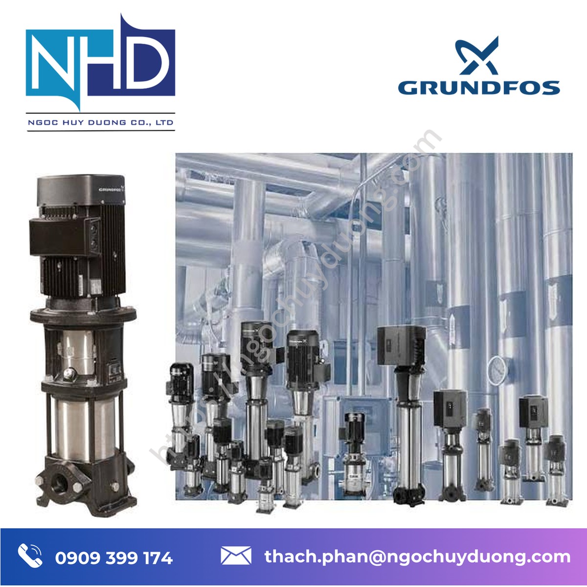 Đại lý giá tốt Phân phối bơm trục đứng Grundfos CR5-16