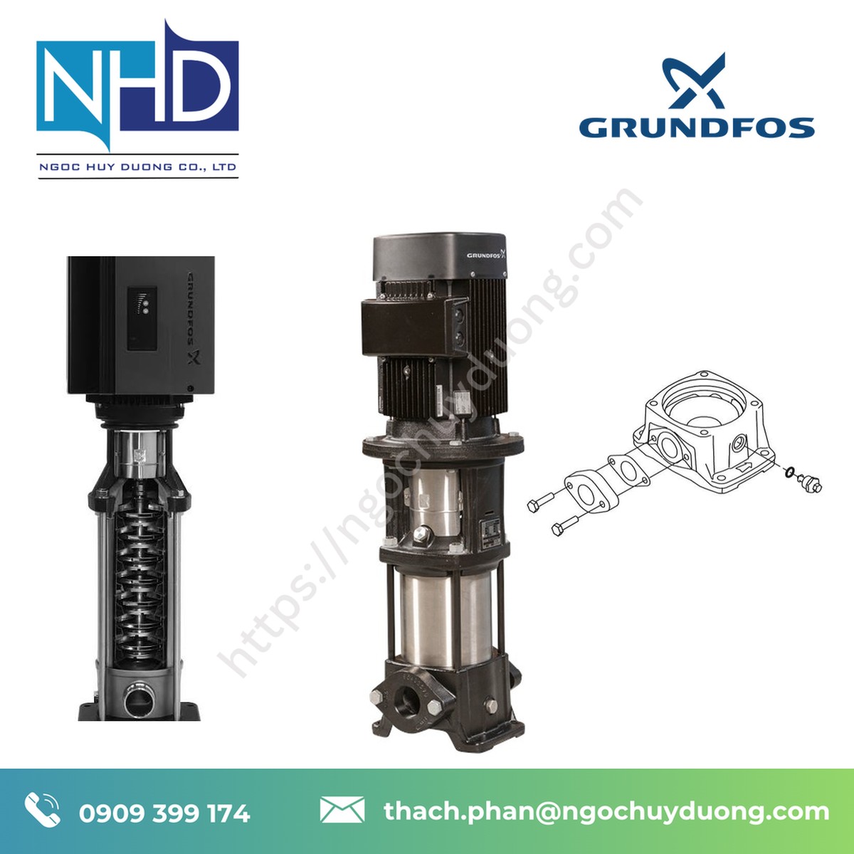 Phân phối bơm trục đứng Grundfos CR5-16