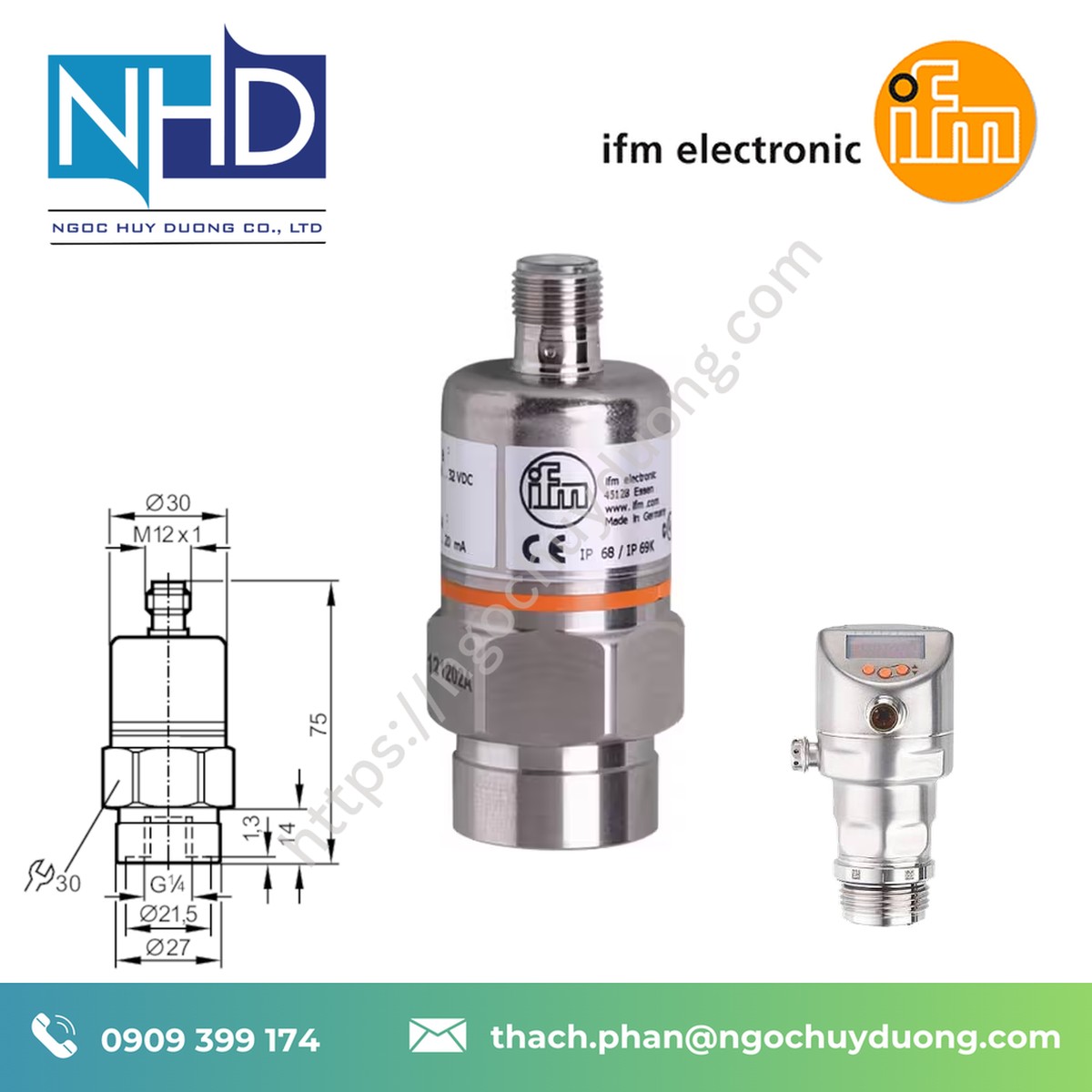 Phân phối thiết bị cảm biến áp suất IFM PA3027
