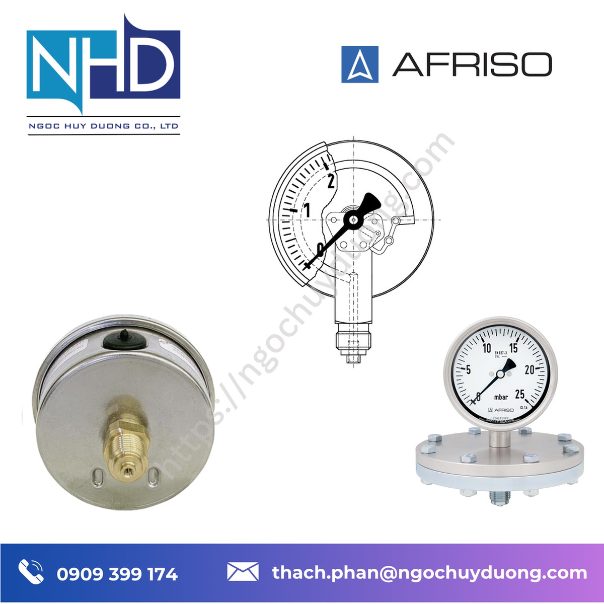 Tổng kho hàng sẵn Báo giá đồng hồ áp suất AFRISO 250 Bar